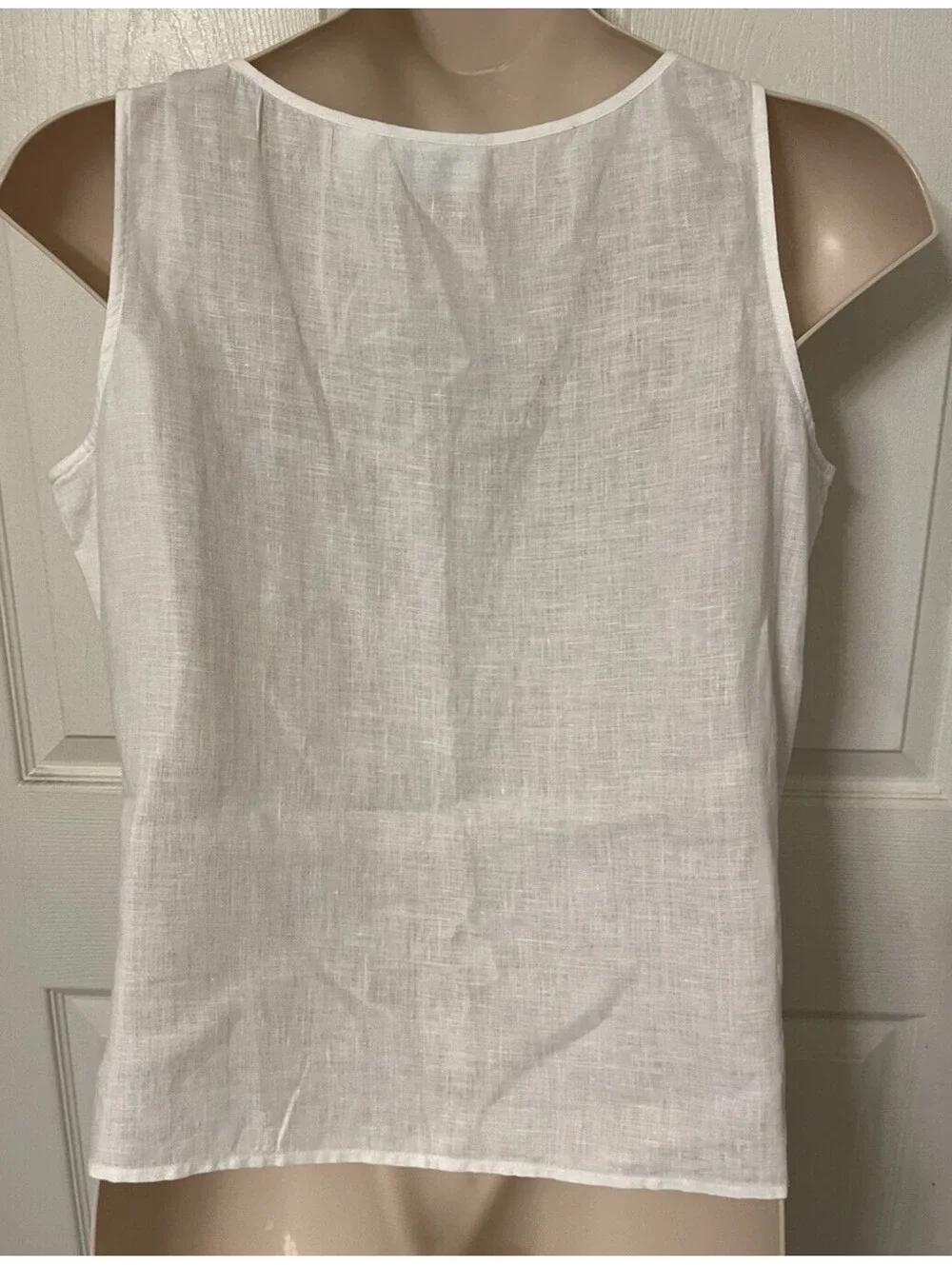Liz Claiborne White Linen Women's Sleeveless Blouse Large Top